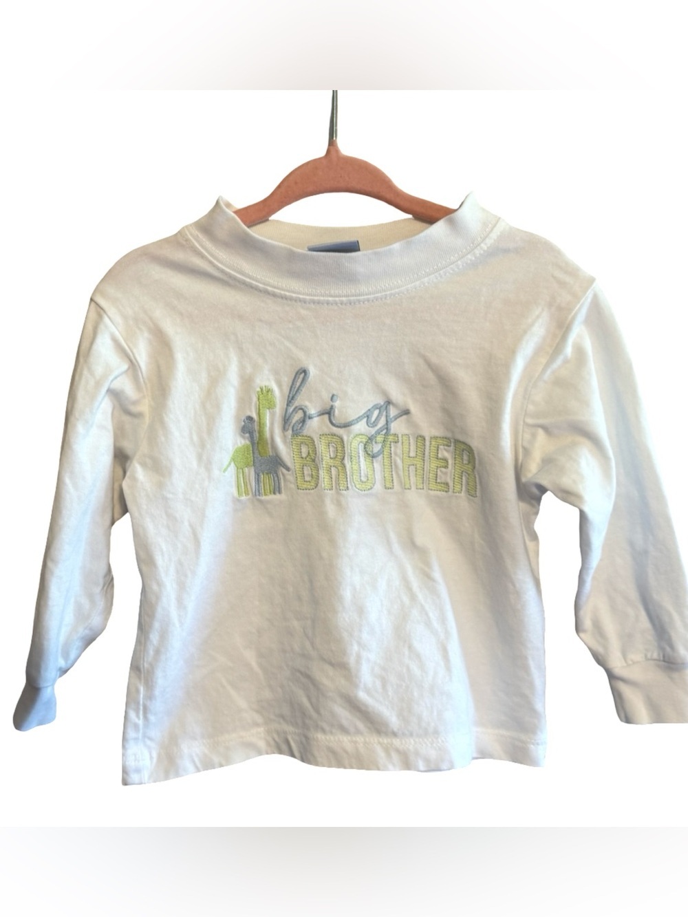 Bailey Boys Big Brother Long Sleeve T-Shirt Boys Size 18M Blue Green Graphic Tee